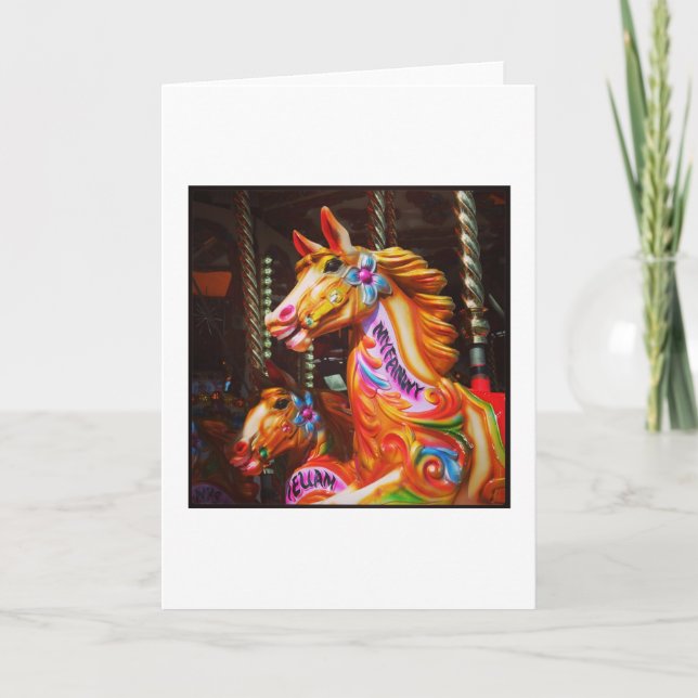 Hästar med barrdrag 02 helgkort (Framsida)