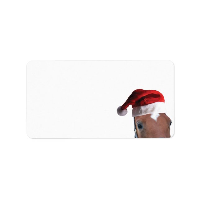 Hästar med Jultomten Hats Adressetikett (Framsidan)