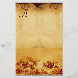 HÄSTAR MED KLASSIFICERING PARCHMENT MONOGRAM brun Brevpapper