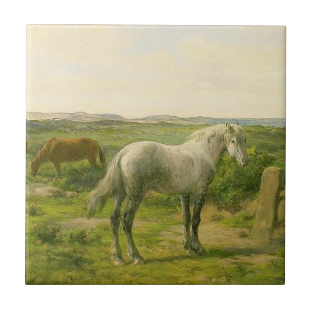 Hästar nära havet (av Rosa Bonheur) Kakelplatta (Framsidan)