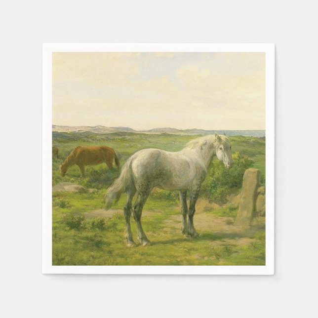 Hästar nära havet (av Rosa Bonheur) Pappersservett (Framsidan)