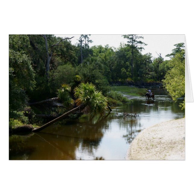 Hästar och floden hälsningskort (Framsidan Horizontal)