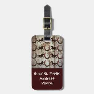 Hästar och hästskor på barn Wood Cowboygåvor Bagagebricka