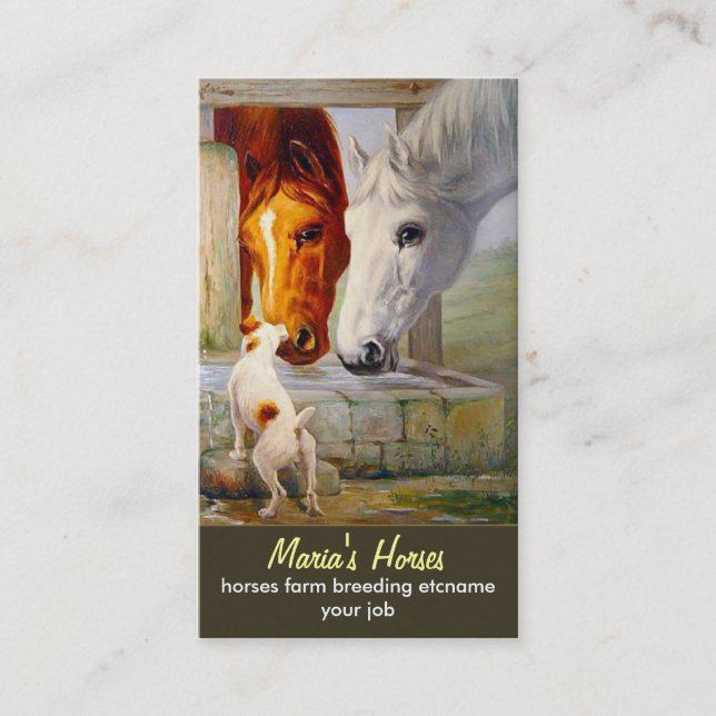 hästar och hund affärskort visitkort (Framsida)