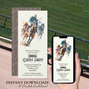 Hästar och Jockeys Brown Derby Party Inbjudningar