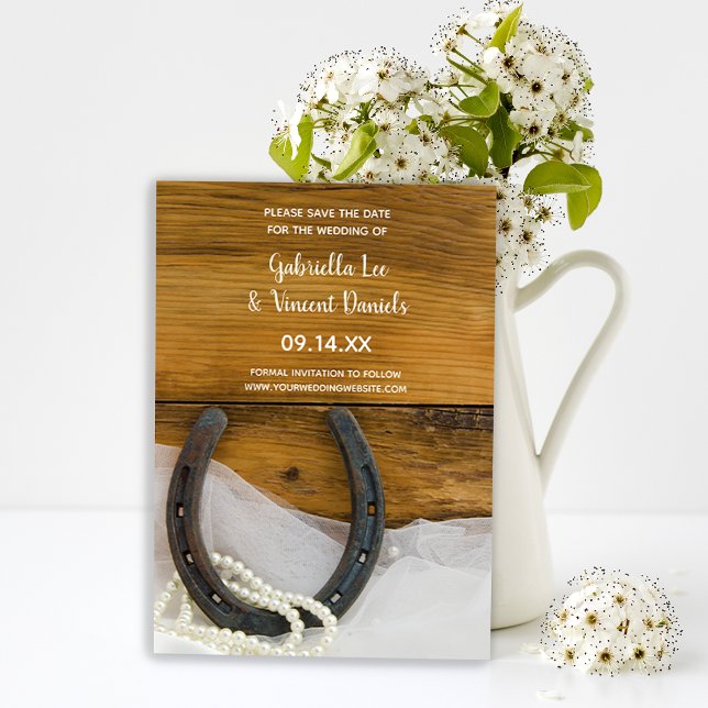 Hästar och pärlor Westerna Bröllop spara datum Spara Datumet (Skapare uppladdad)