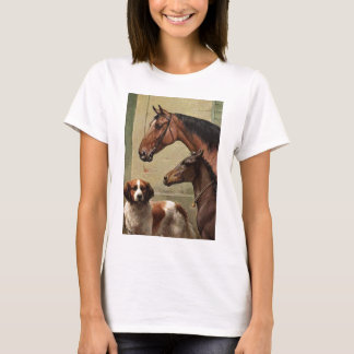 Hästar och St Bernard vintagekonst T Shirt