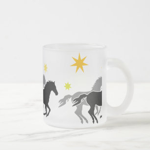 Hästar och stjärnor Horses and Stars Frostad Glasmugg