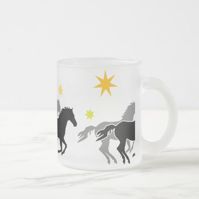 Hästar och stjärnor | Horses and Stars Frostad Glasmugg (Höger)