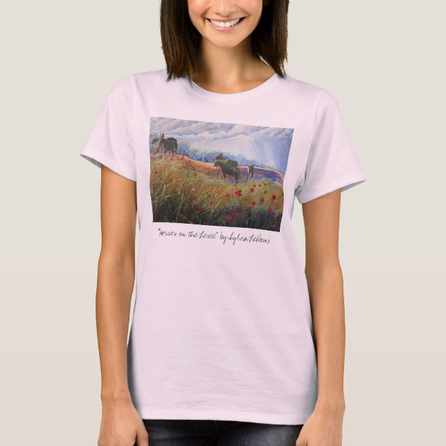 Hästar och vallmo. tee shirt (Framsida)