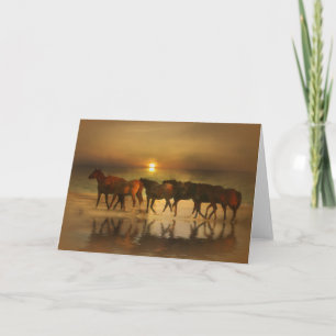 Hästar på Beach Blank Note Cards Kort