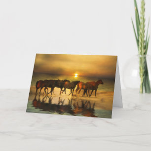 Hästar på Beach Hej Card Kort