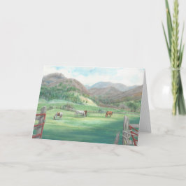 "Hästar på betet." Kort för hälsning