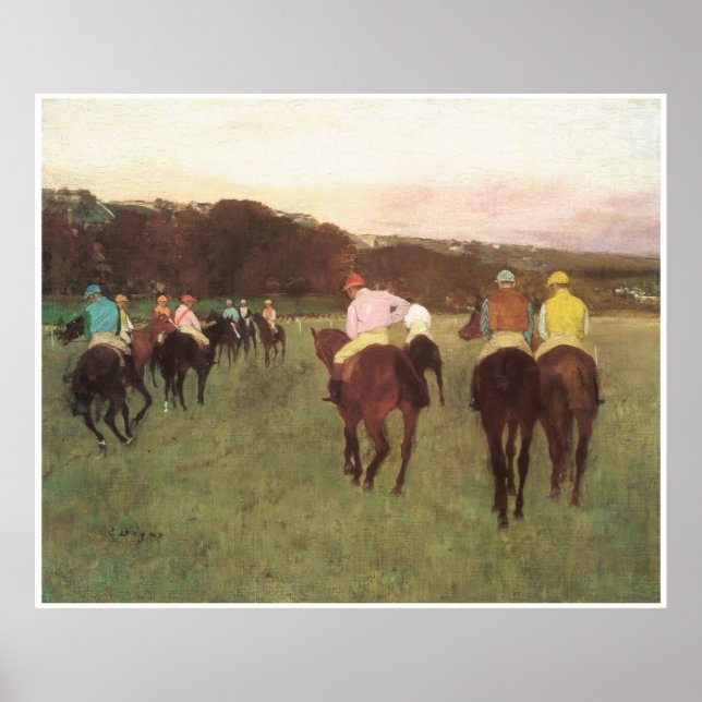 Hästar på Longchamp, c. 1873-75 - Edgar Degas Poster (Framsidan)