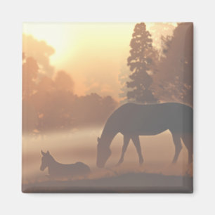 Hästar på morgonen Fog Magnet