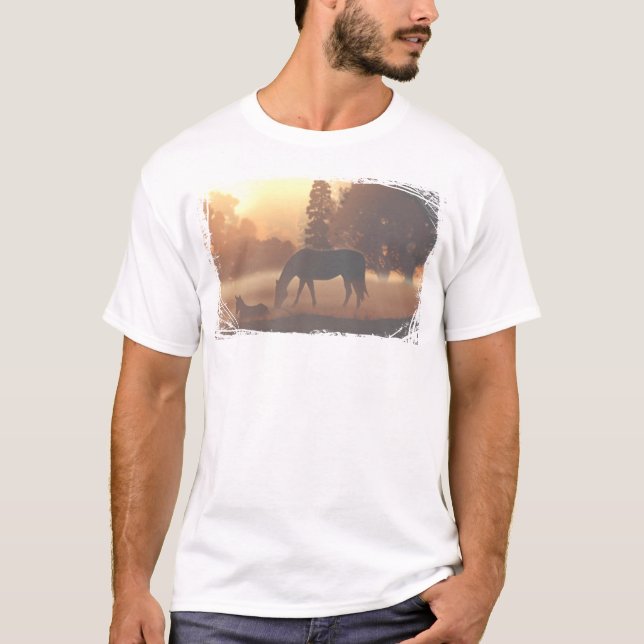Hästar på morgonen Fog T-shirt (Framsida)