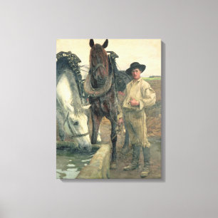 Hästar på vattenen ho, 1884 (olja på kanfas) canvastryck
