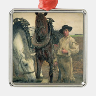 Hästar på vattenen ho, 1884 (olja på kanfas) julgransprydnad metall