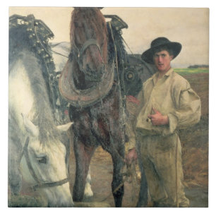 Hästar på vattenen ho, 1884 (olja på kanfas) kakelplatta