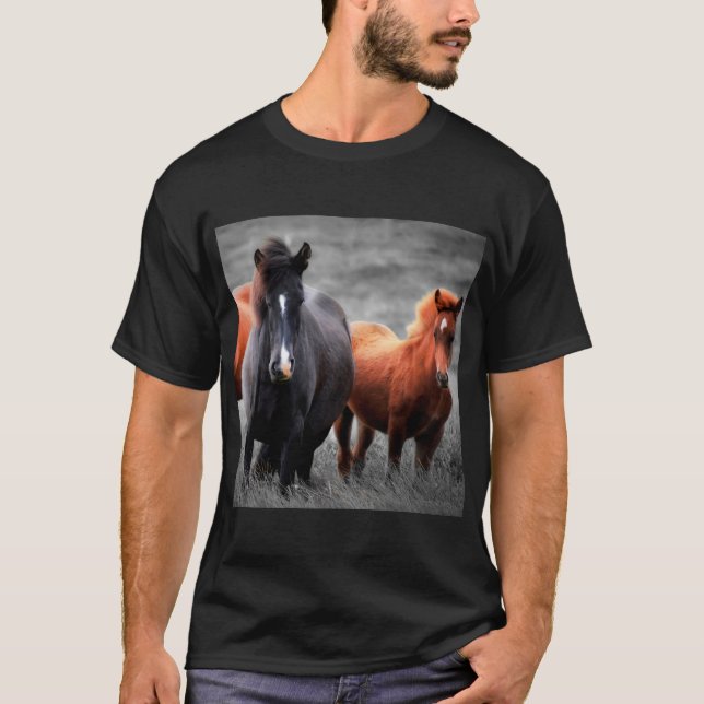 Hästar Porträtt: Selektiv fotografi av Färg T Shirt (Framsida)