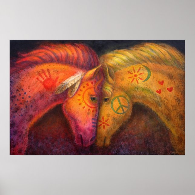Hästar Poster Krig fredshästar Western djurart (Framsidan)