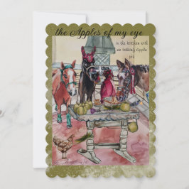 hästar skapar äpple paj julkort