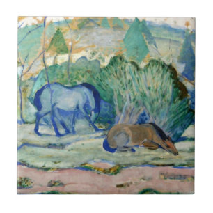 Hästar som betar av Franz Marc, Vintage finkonst Kakelplatta