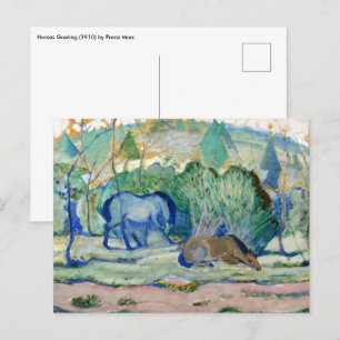 Hästar som betar av Franz Marc, Vintage finkonst Vykort