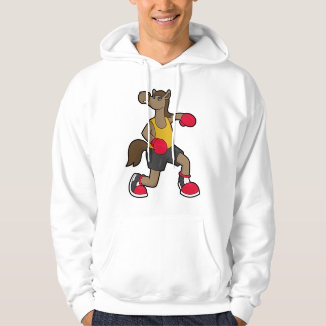 Hästar som Boxer med Boxinghandskar Hoodie (Framsida)
