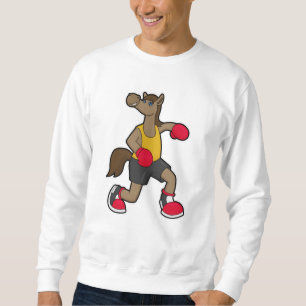 Hästar som Boxer med Boxinghandskar Lång Ärmad Tröja