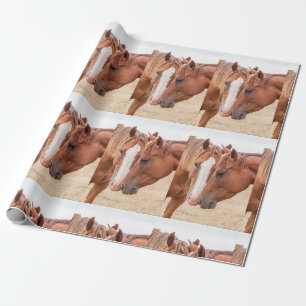 Hästar som nosar i en betesmark presentpapper