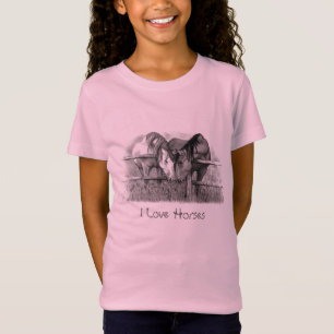 Hästar som Nuzzling: Original ritar teckningen T-shirt