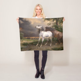 Hästar som skrämts av stormen (av Carle Vernet) Fleecefilt