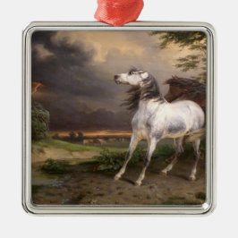 Hästar som skrämts av stormen (av Carle Vernet) Julgransprydnad Metall