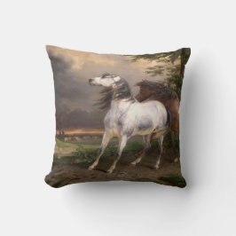 Hästar som skrämts av stormen (av Carle Vernet) Kudde