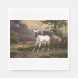 Hästar som skrämts av stormen (av Carle Vernet) Pappersservett