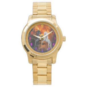 Hästar som slåss i en dålig blixtstorm armbandsur