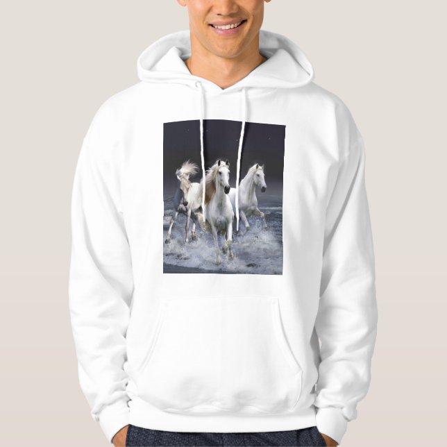 Hästar som springer dekorativ kudde hoodie (Framsida)