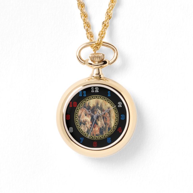 Hästar som springer i fält armbandsur (Framsida)