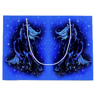Hästar som springer vid Blue Starry Night Gift Bag