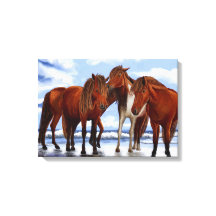 Hästar som står på Beach Wrapped Canvas
