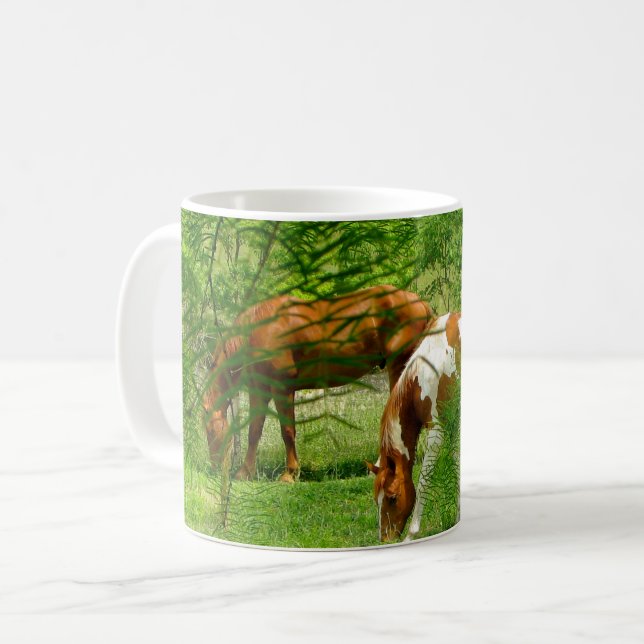 Hästar Sommar Löv Kaffemugg (Framsida vänster)