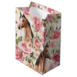 Hästar Söt Rosa ros Blommigt Birthday