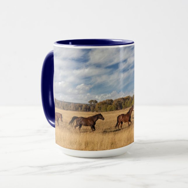 Hästar strax utanför Grand Teton National Park Mugg (Framsida vänster)