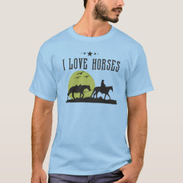 Hästar vid solnedgång t shirt