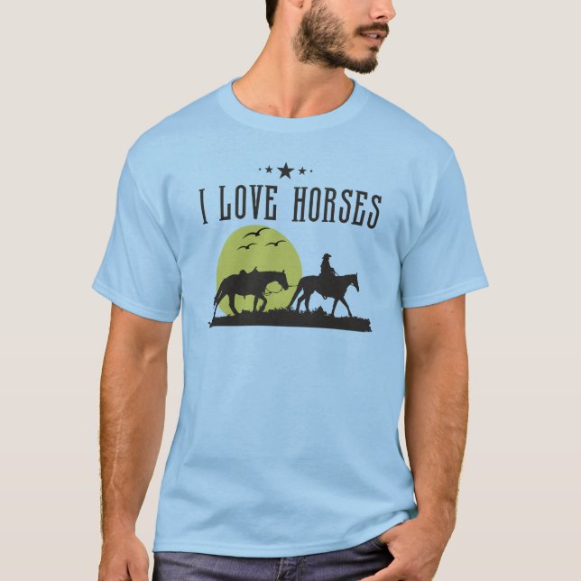 Hästar vid solnedgång t shirt (Framsida)