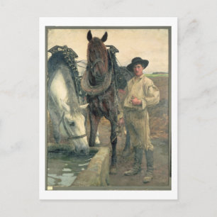 Hästar vid vattentröget, 1884 (olja på duk) vykort