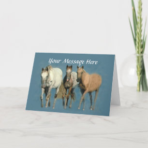 Hästar Vild och underbart hälsningskort Tack Kort