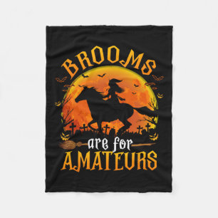 Hästar Witch Halloween Funny Brooms är för Amateu Fleecefilt