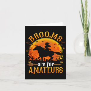 Hästar Witch Halloween Funny Brooms är för Amateu Kort